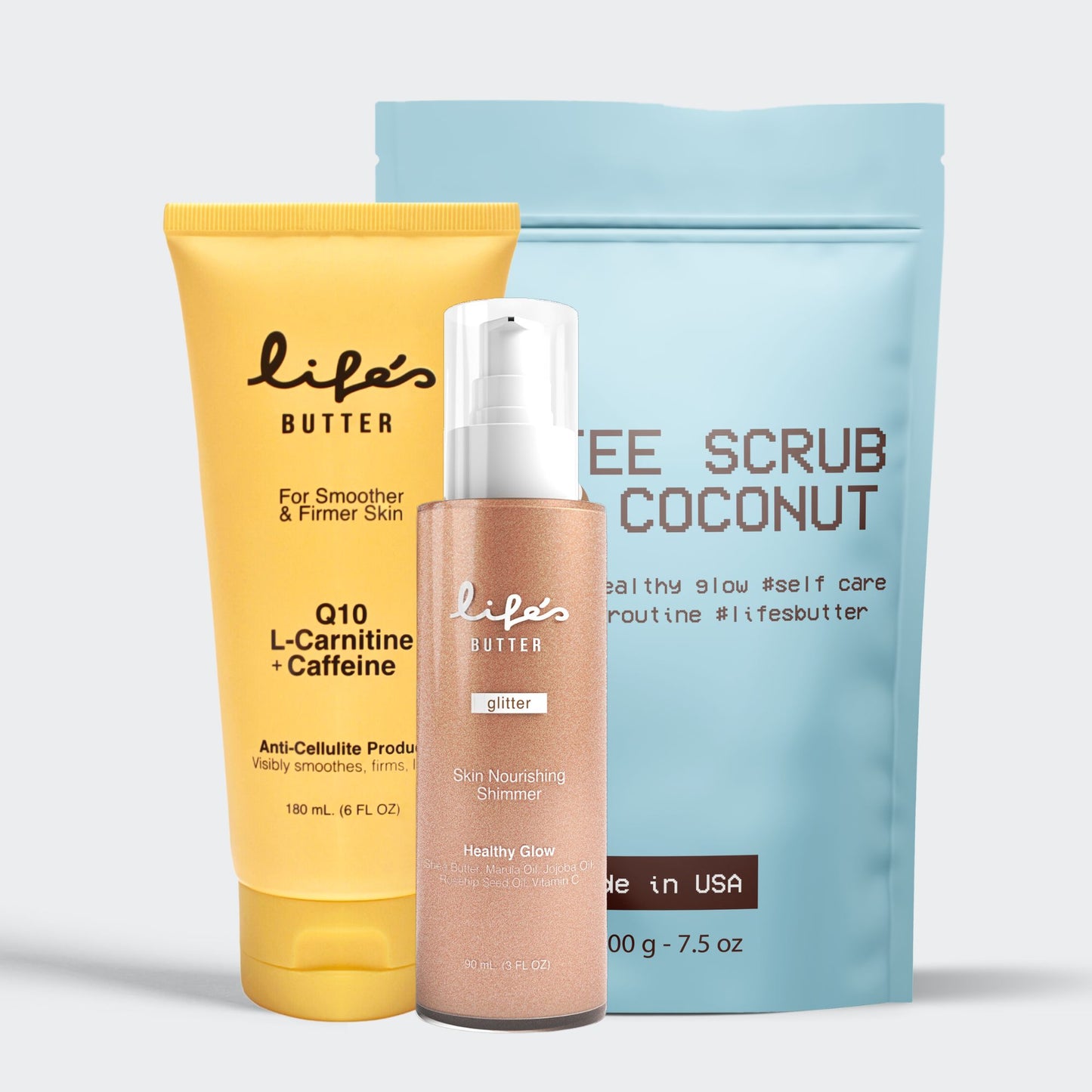 Life's Butter™ - The Glowy Skin Bundle anti-cellulite bundle > anti-cellulite cream > anti cellulite coffee scrub Life's Butter
