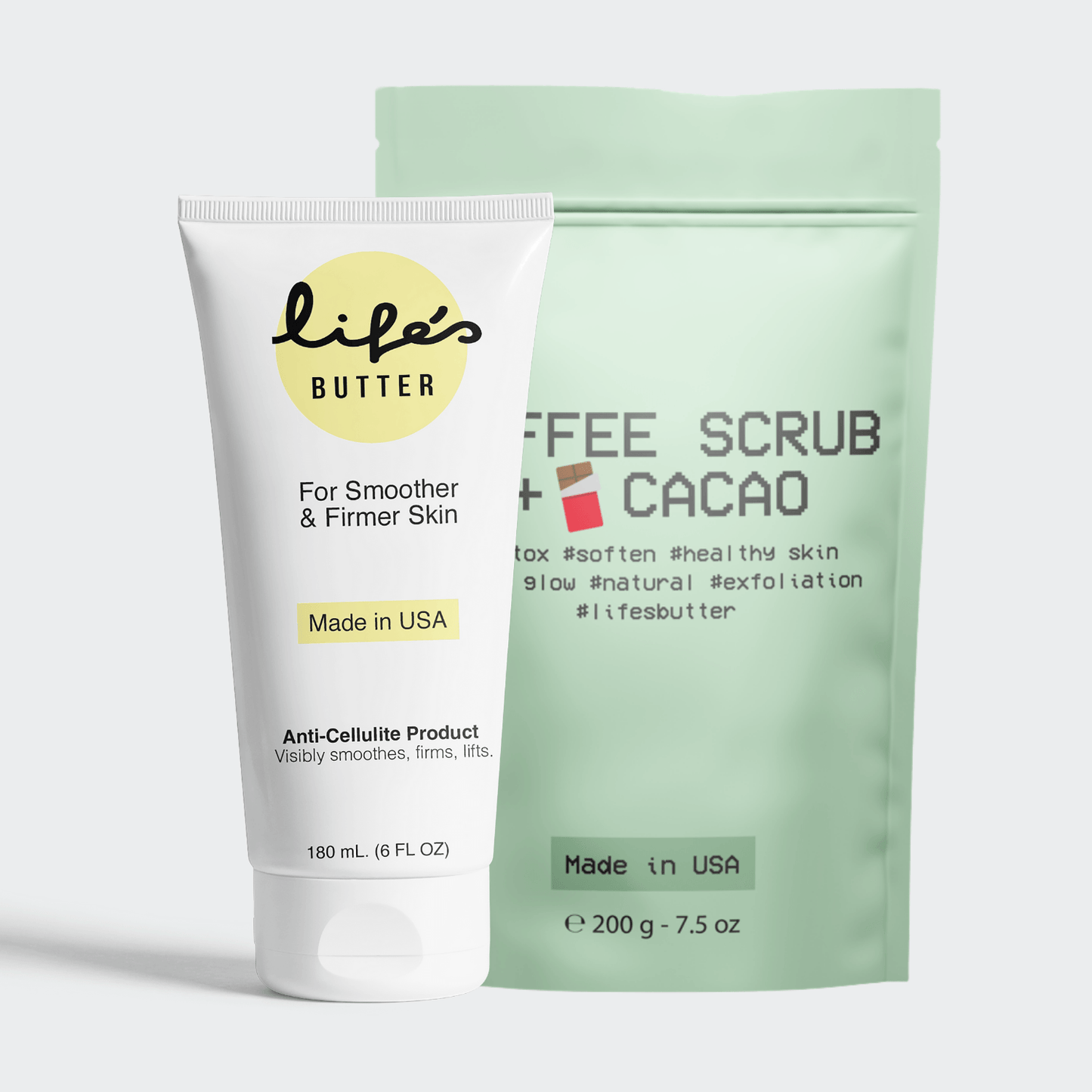 Anti-Cellulite Cream + Scrub | The Two Step Skincare Routine Life's Butter Cacao