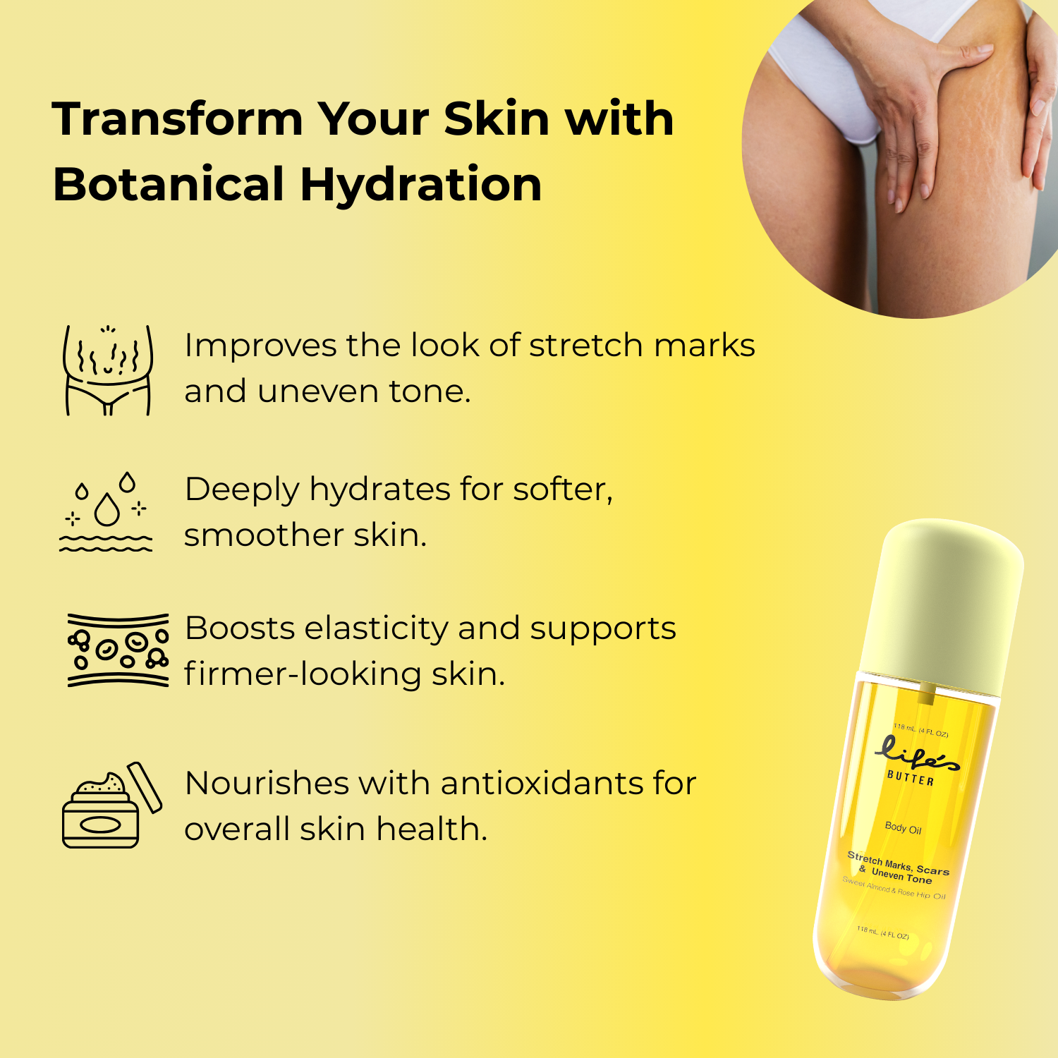 Natural Body Oil for Stretch Marks & Uneven Skin Tone
