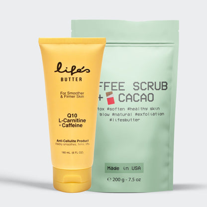 Anti-Cellulite Cream + Scrub | The Two Step Skincare Routine Life's Butter Cacao 