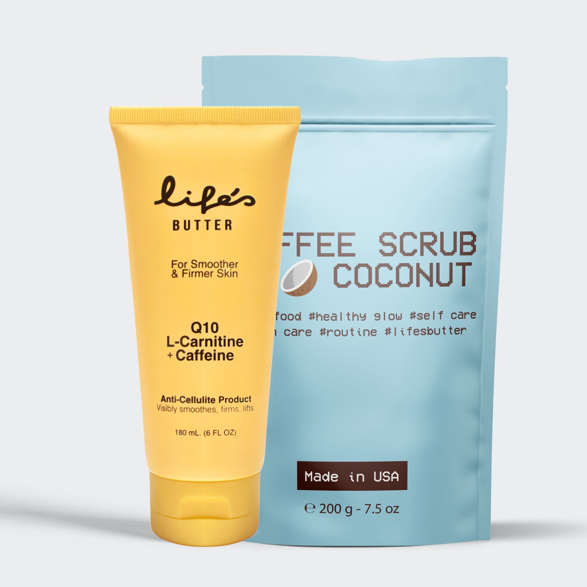 Anti-Cellulite Cream + Scrub | The Two Step Skincare Routine Life's Butter Coconut 