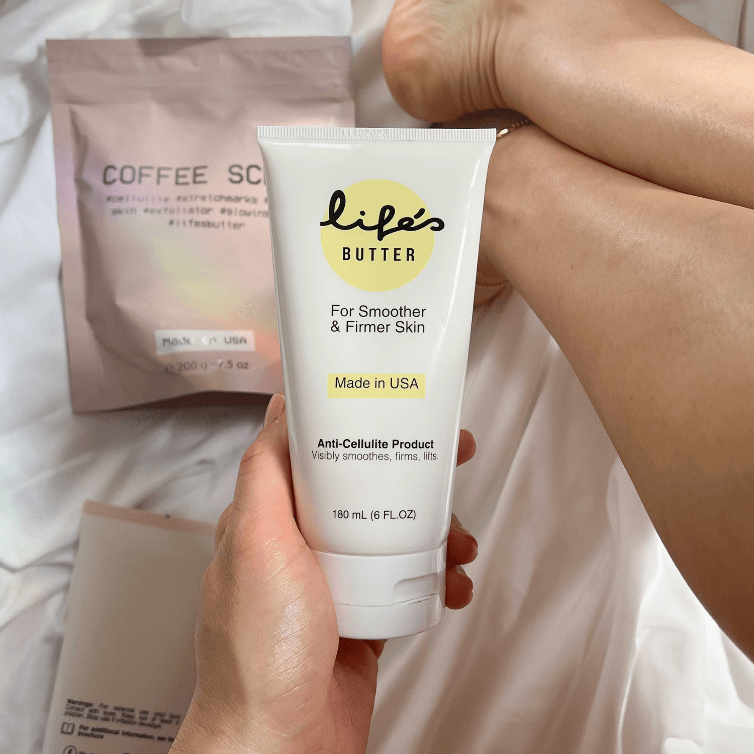 life's butter anti-cellulite cream, coffee scrub