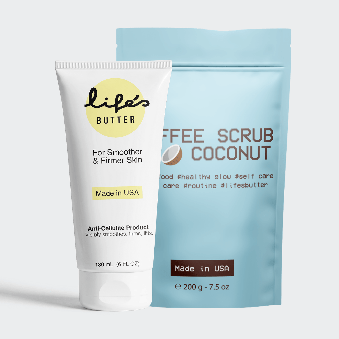 Anti-Cellulite Cream + Scrub | The Two Step Skincare Routine Life's Butter Coconut 