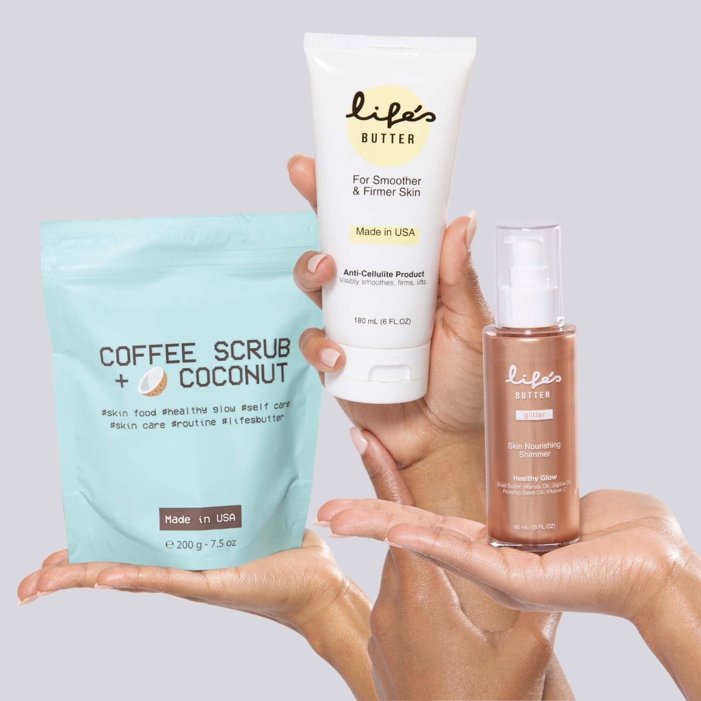 Life's Butter™ - The Glowy Skin Bundle anti-cellulite bundle > anti-cellulite cream > anti cellulite coffee scrub Life's Butter 