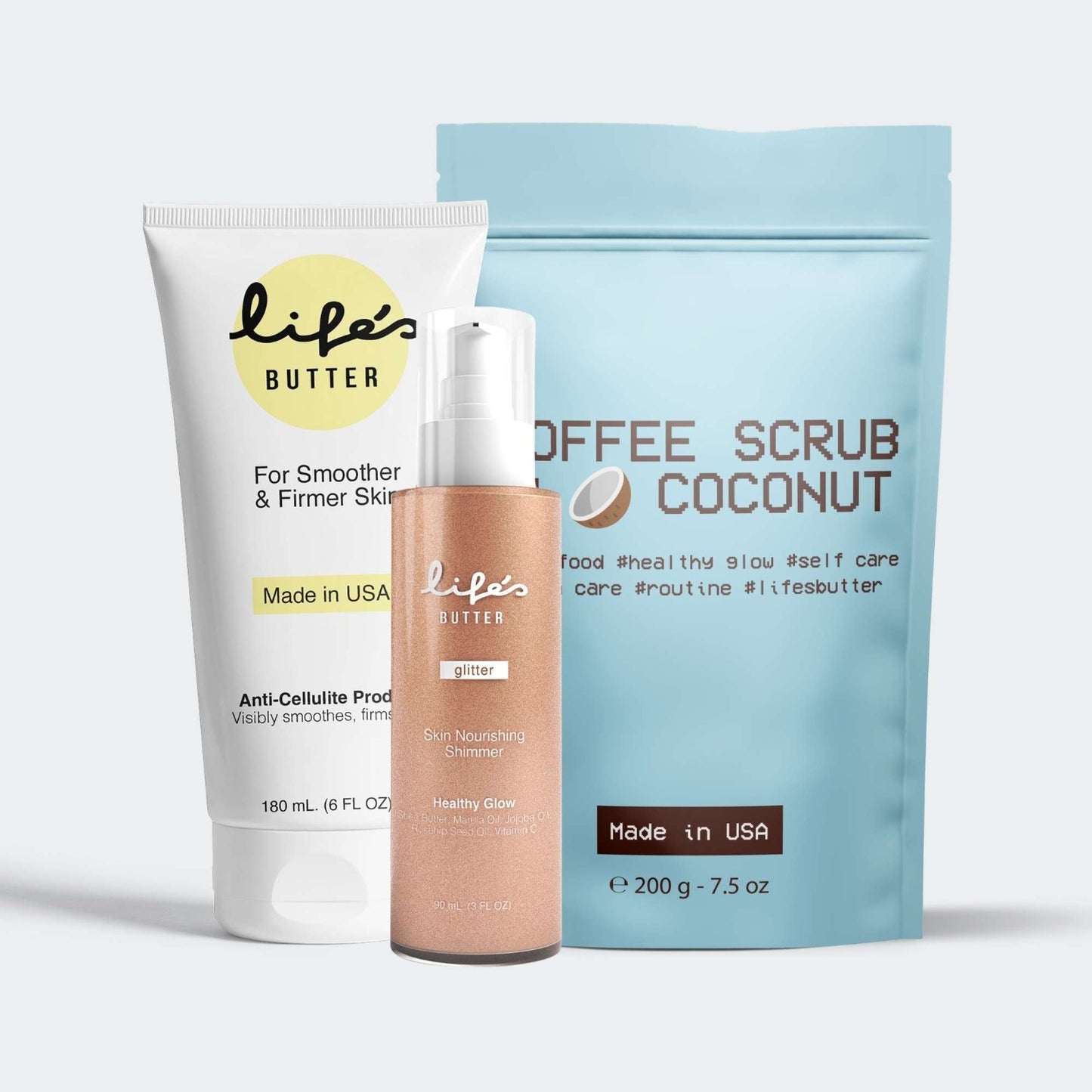 Life's Butter™ - The Glowy Skin Bundle anti-cellulite bundle > anti-cellulite cream > anti cellulite coffee scrub Life's Butter 